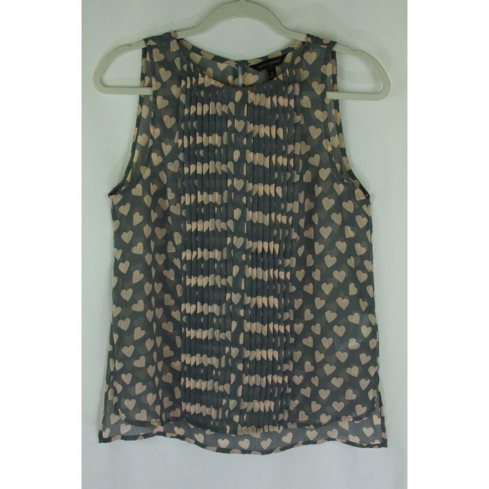 Banana Republic Top Small Heart Print Sleeveless Womens